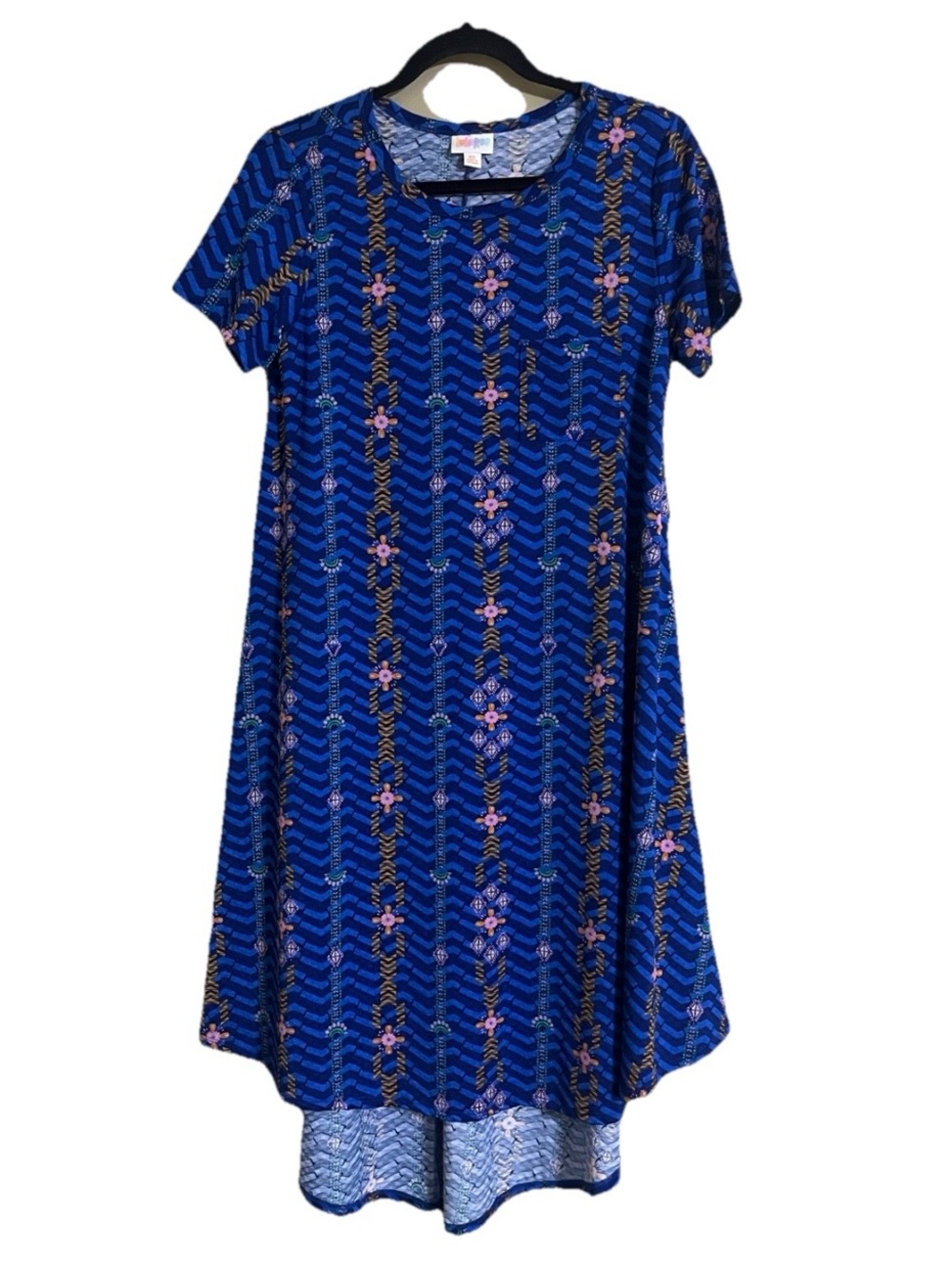 2/$30 LuLaRoe Midi Dress Sz XS CARLY Geometric Prt High/Low Hem A-Line/Fit&Flare